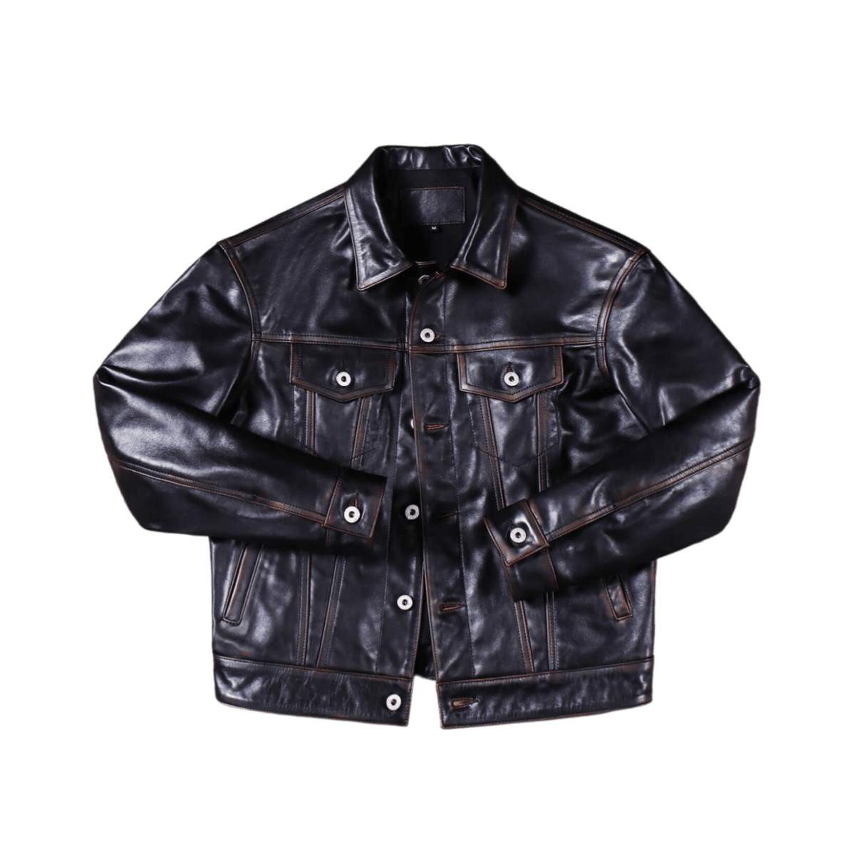 Men's Trucker Leather Jacket-Tertius