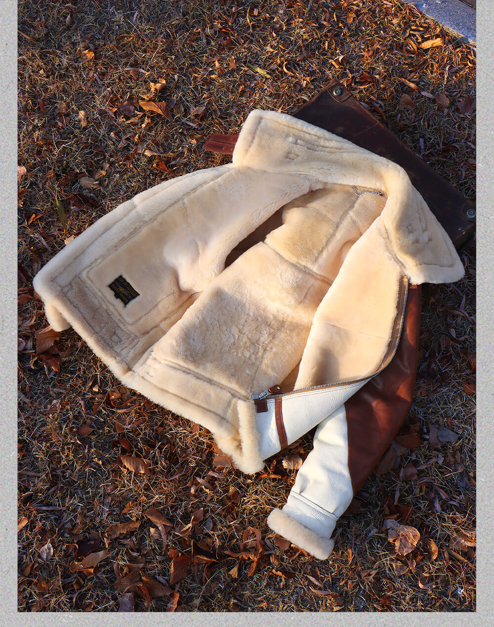 Men's Two Tone Sheepskin Shearling Bomber Jacket-Phoenix