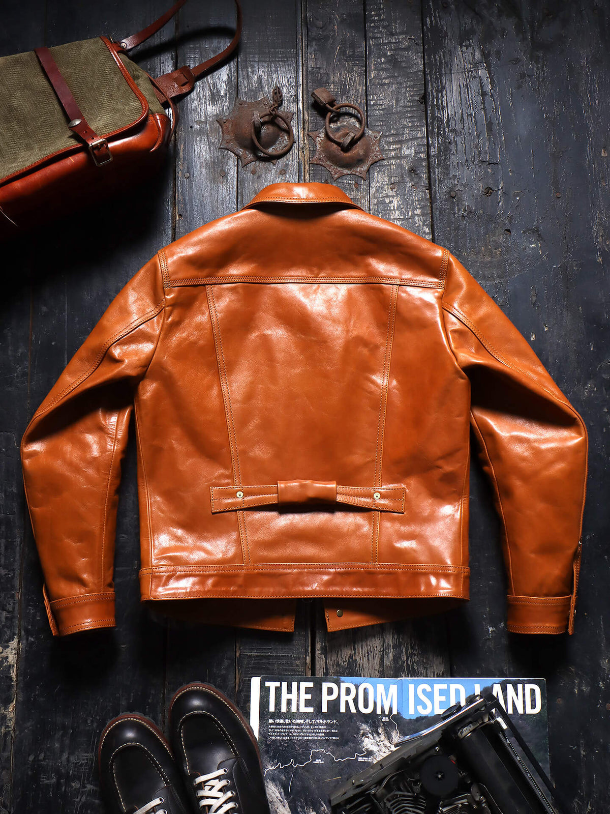 Men's Tan Trucker Leather Jacket-Primus