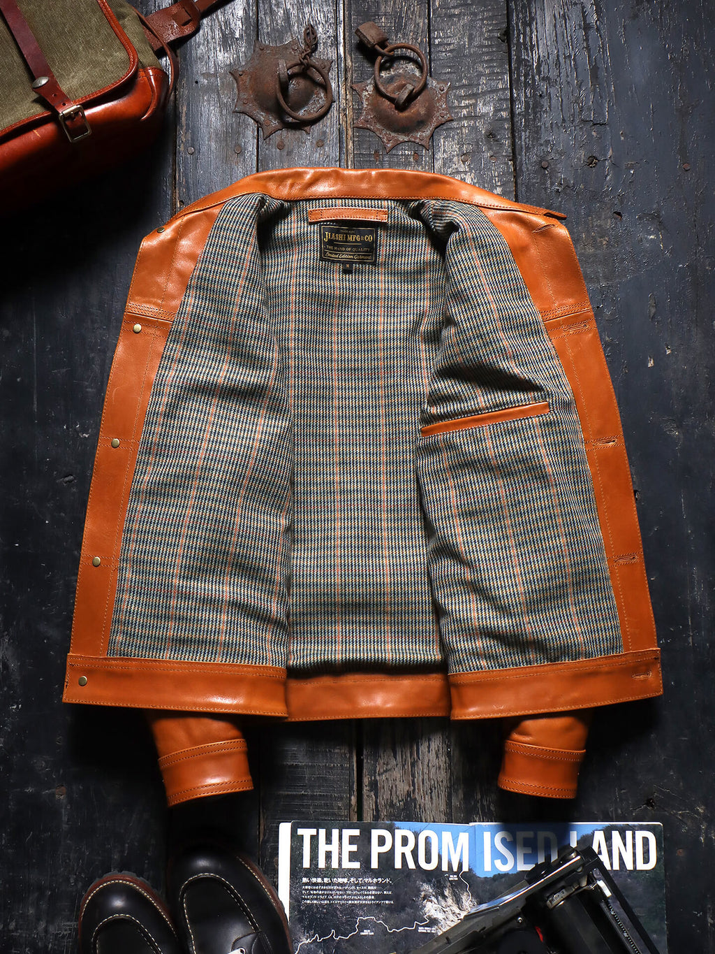 Men's Tan Trucker Leather Jacket-Primus