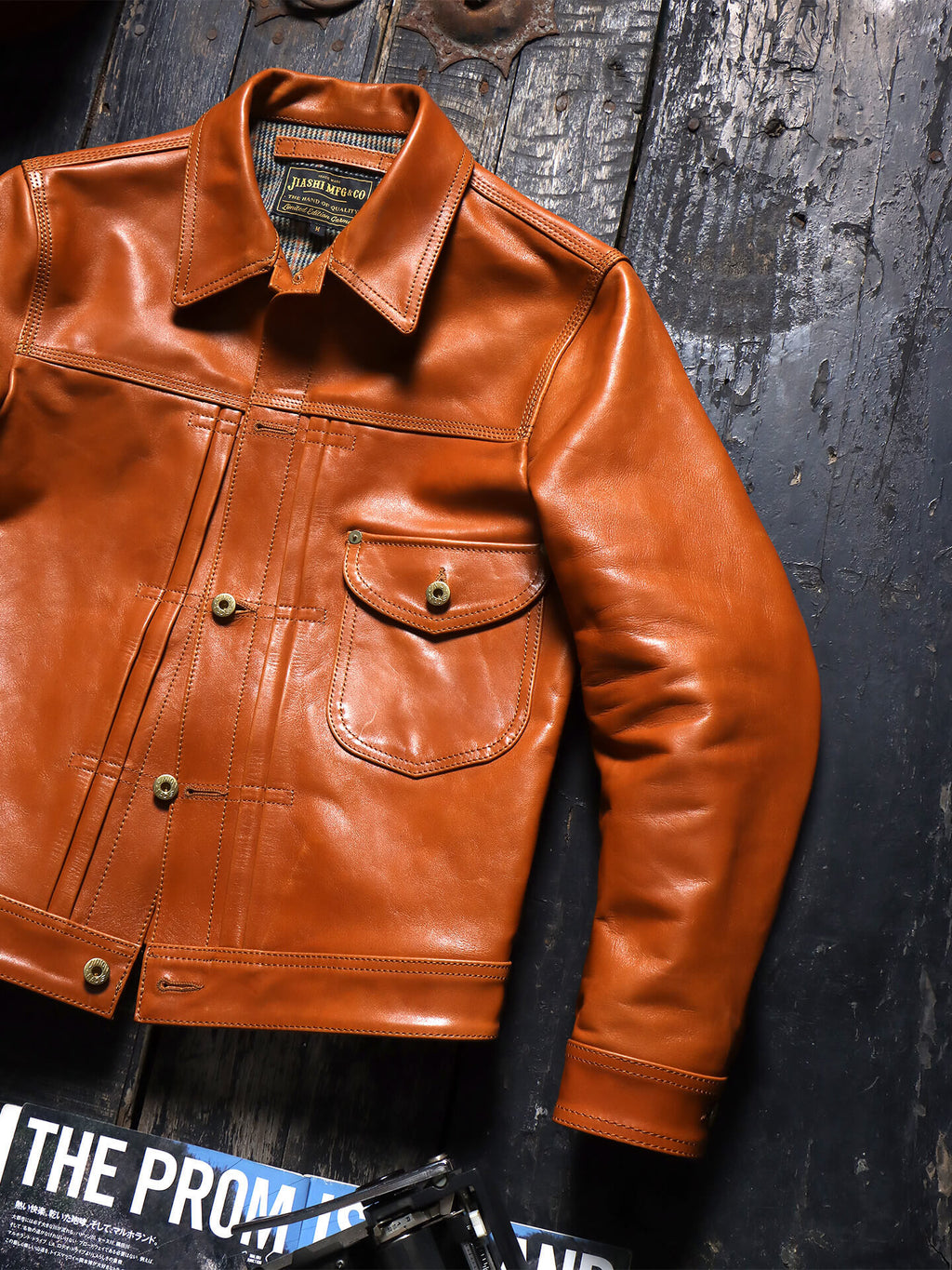 Men's Tan Trucker Leather Jacket-Primus