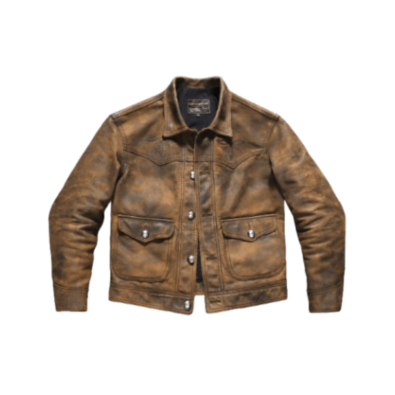 Men's Western Leather Jacket-Fuscus
