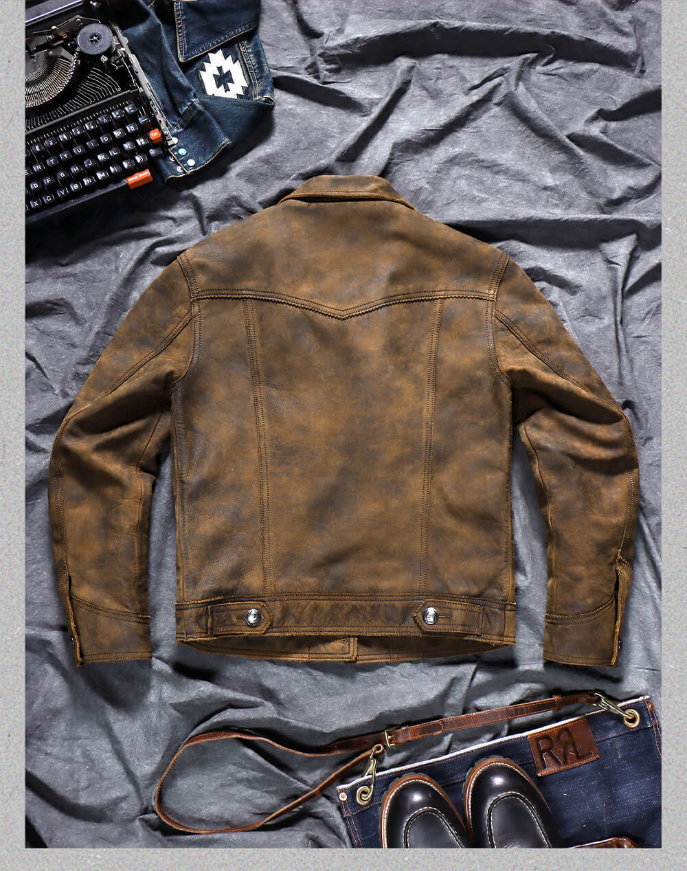 Men's Western Leather Jacket-Fuscus