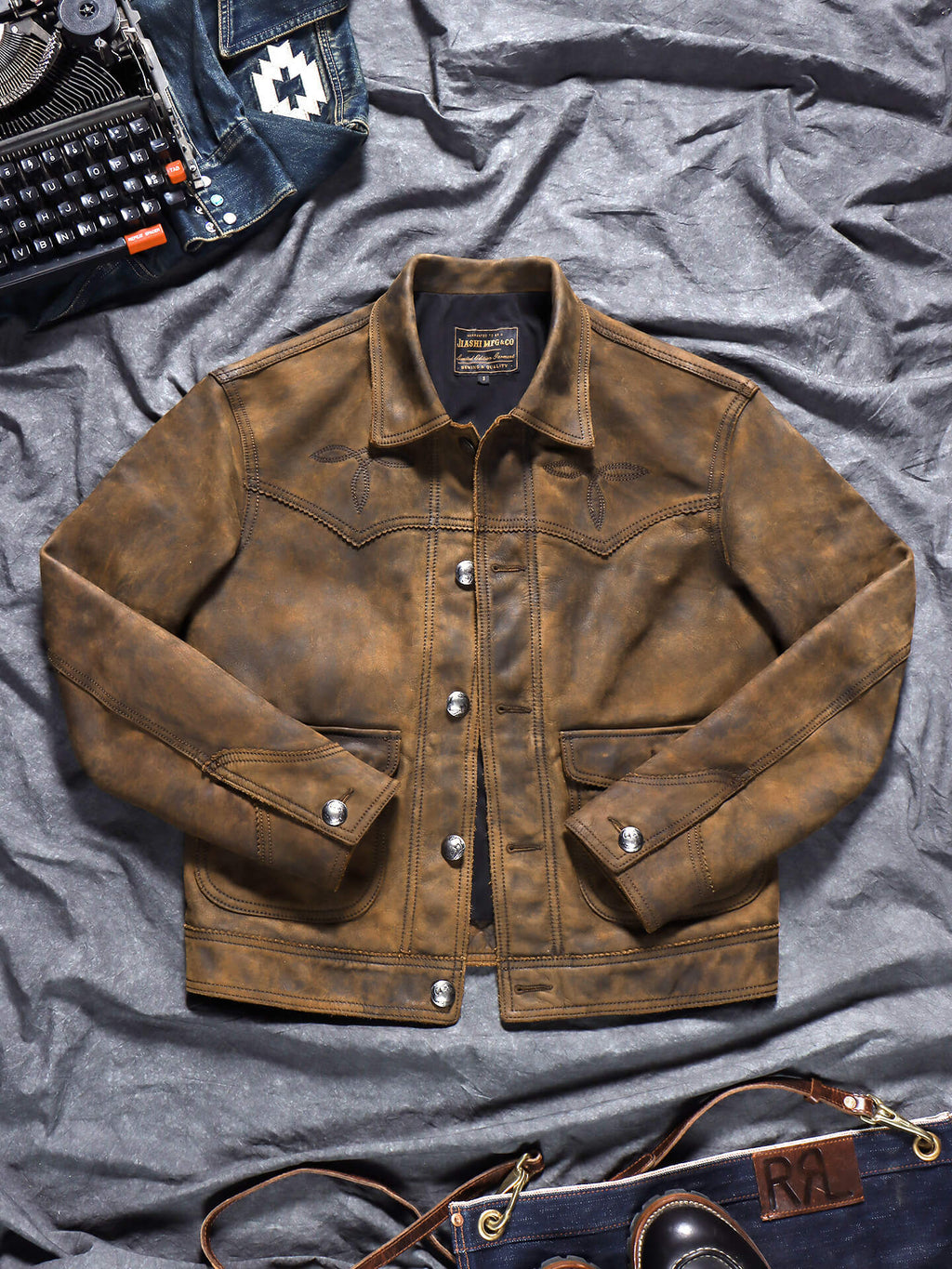 Men's Western Leather Jacket-Fuscus