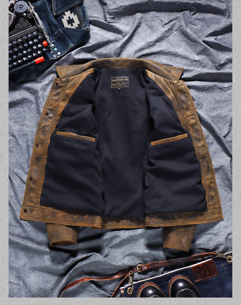 Men's Western Leather Jacket-Fuscus
