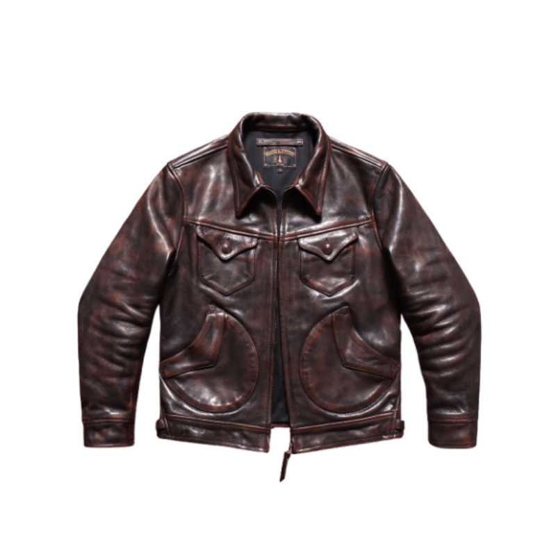Men's Western Leather Jacket-Lobo Fuscus