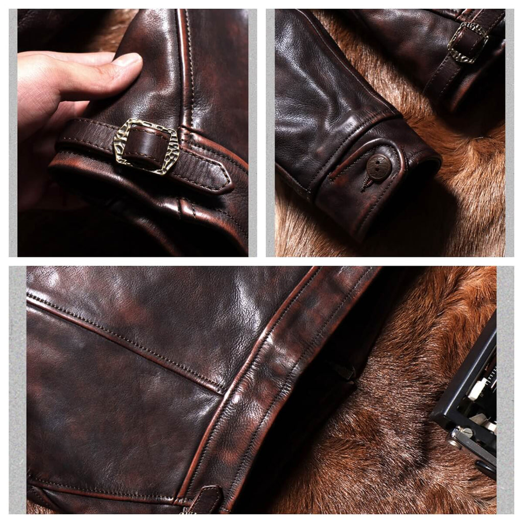 Men's Western Leather Jacket-Lobo Fuscus