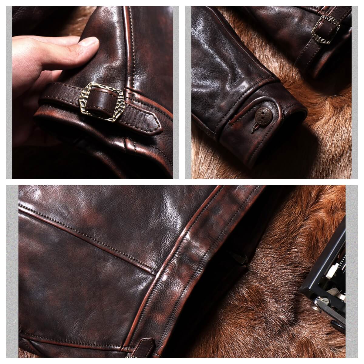 Men's Western Leather Jacket-Lobo Fuscus