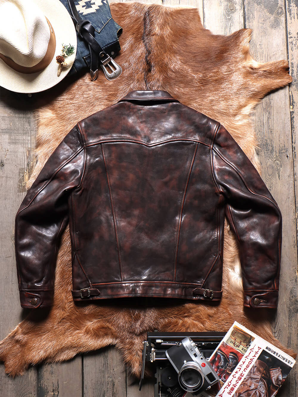 Men's Western Leather Jacket-Lobo Fuscus