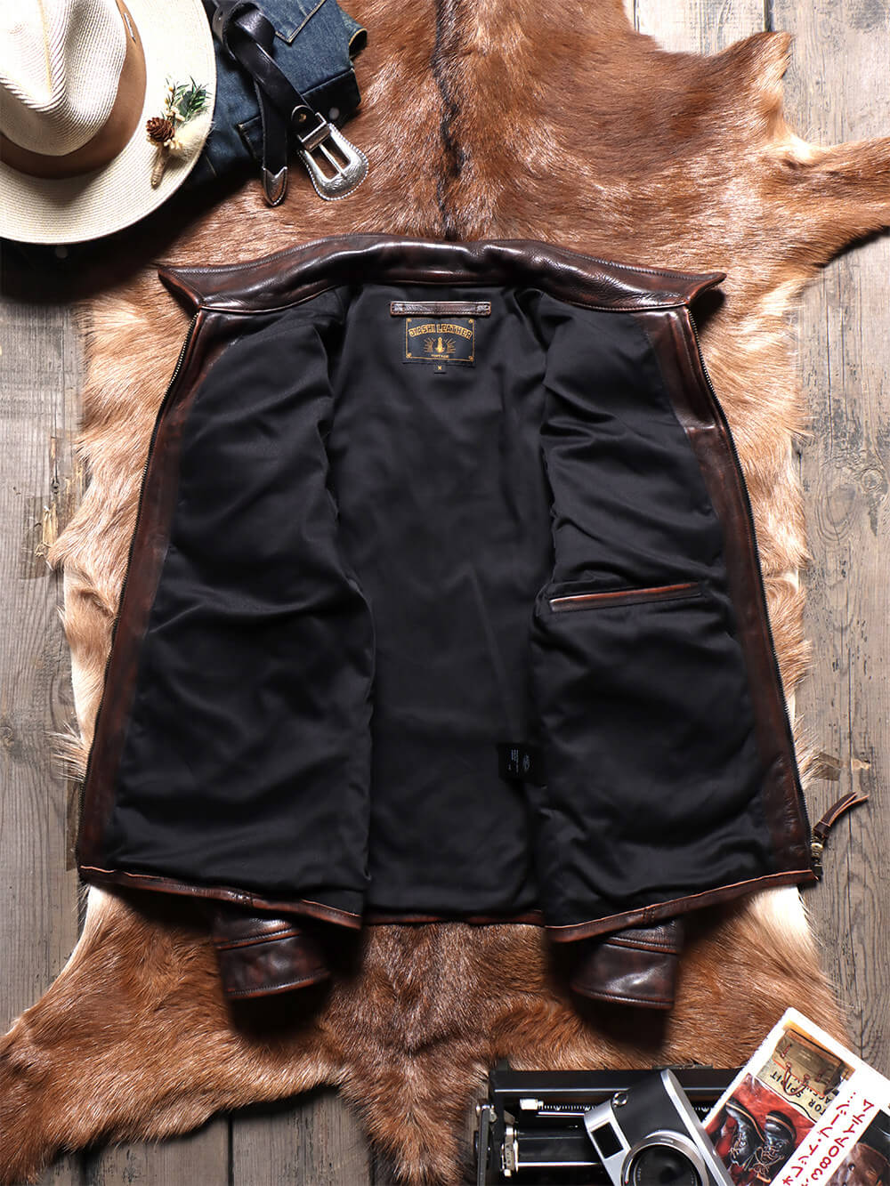 Men's Western Leather Jacket-Lobo Fuscus