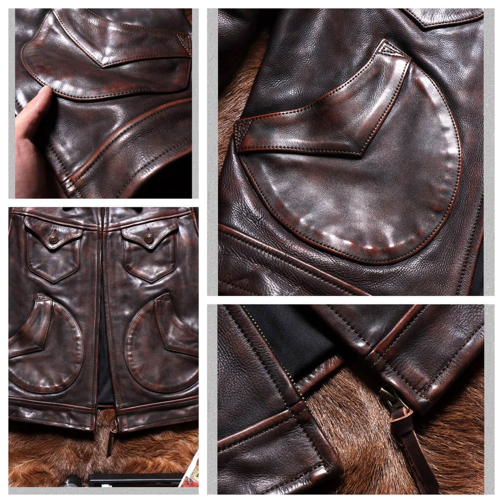 Men's Western Leather Jacket-Lobo Fuscus