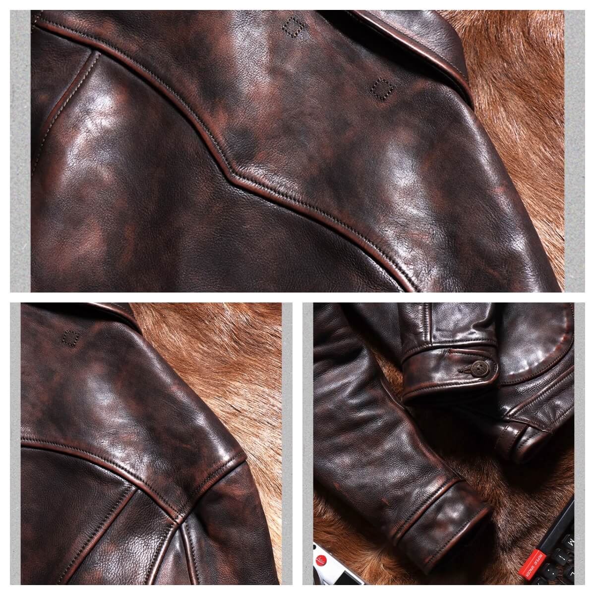 Men's Western Leather Jacket-Lobo Fuscus