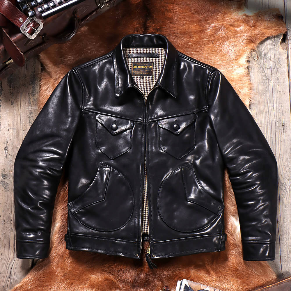 Men's Western Leather Jacket-Lobo Mollis