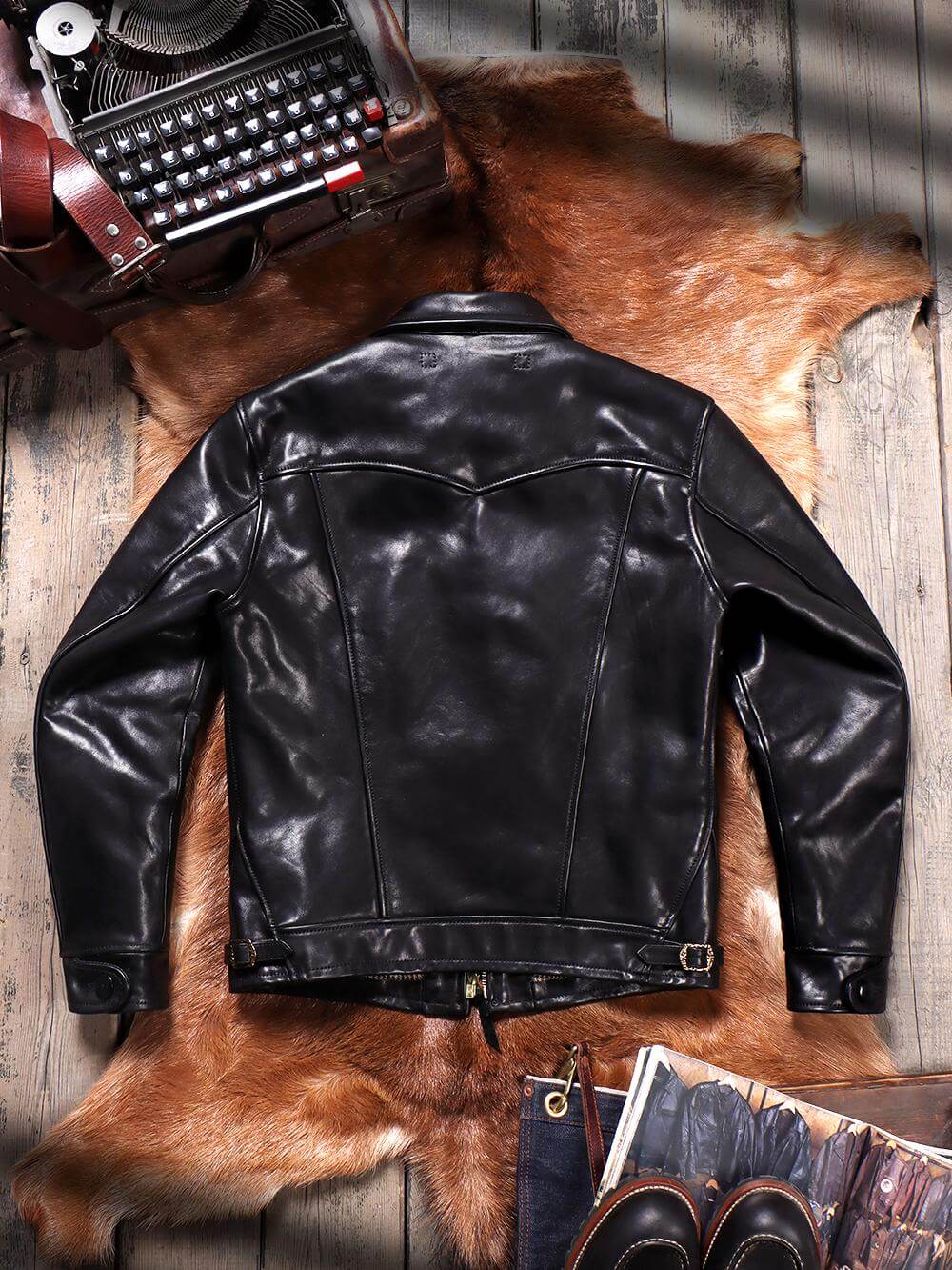 Men's Western Leather Jacket-Lobo Mollis