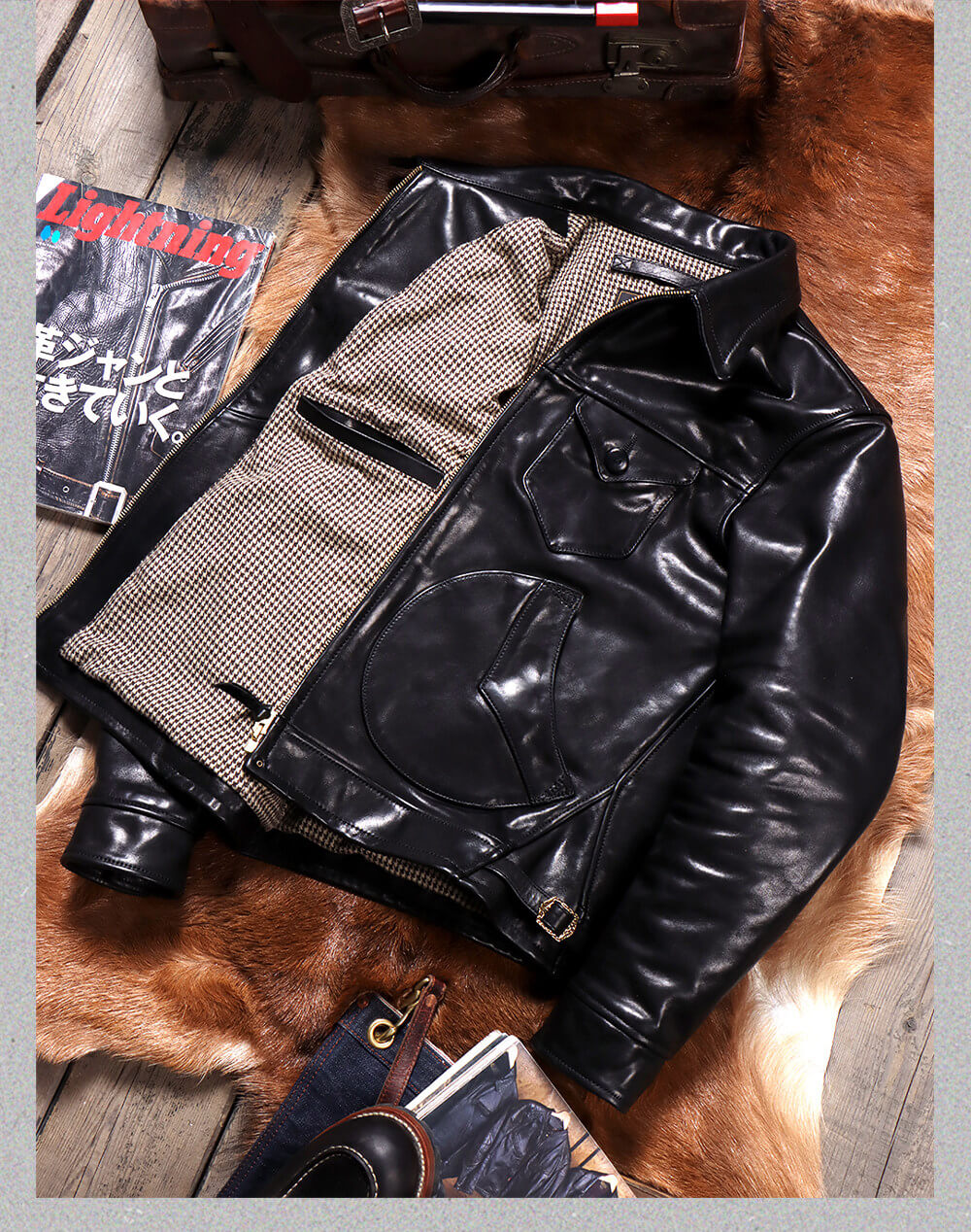 Men's Western Leather Jacket-Lobo Mollis