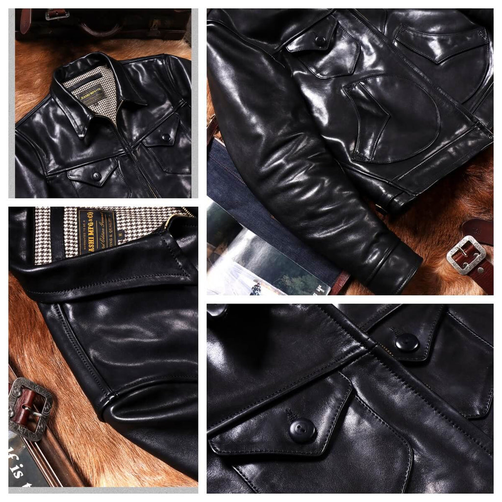Men's Western Leather Jacket-Lobo Mollis