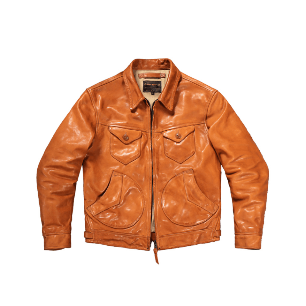Men's Western Leather Jacket-Lobo Tan