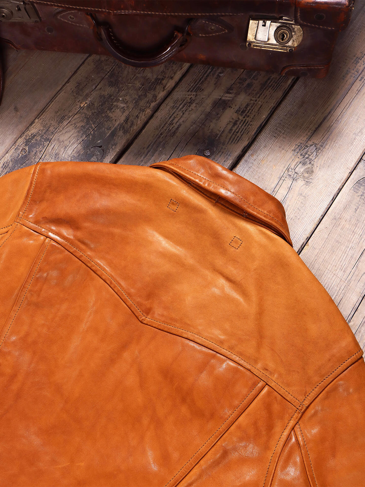 Men's Western Leather Jacket-Lobo Tan