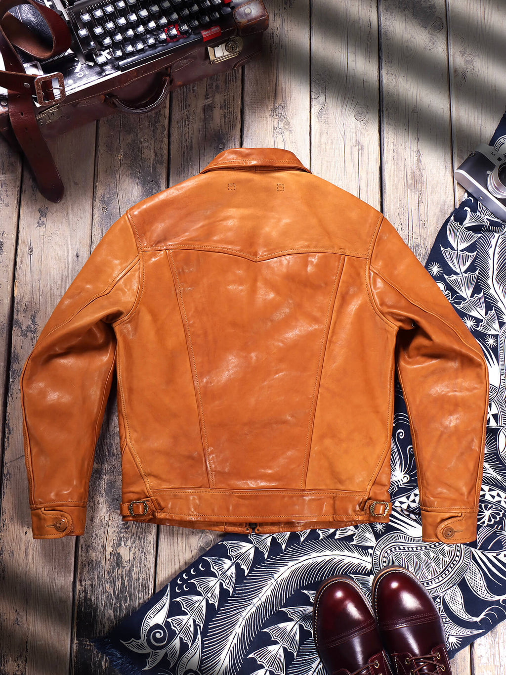 Men's Western Leather Jacket-Lobo Tan