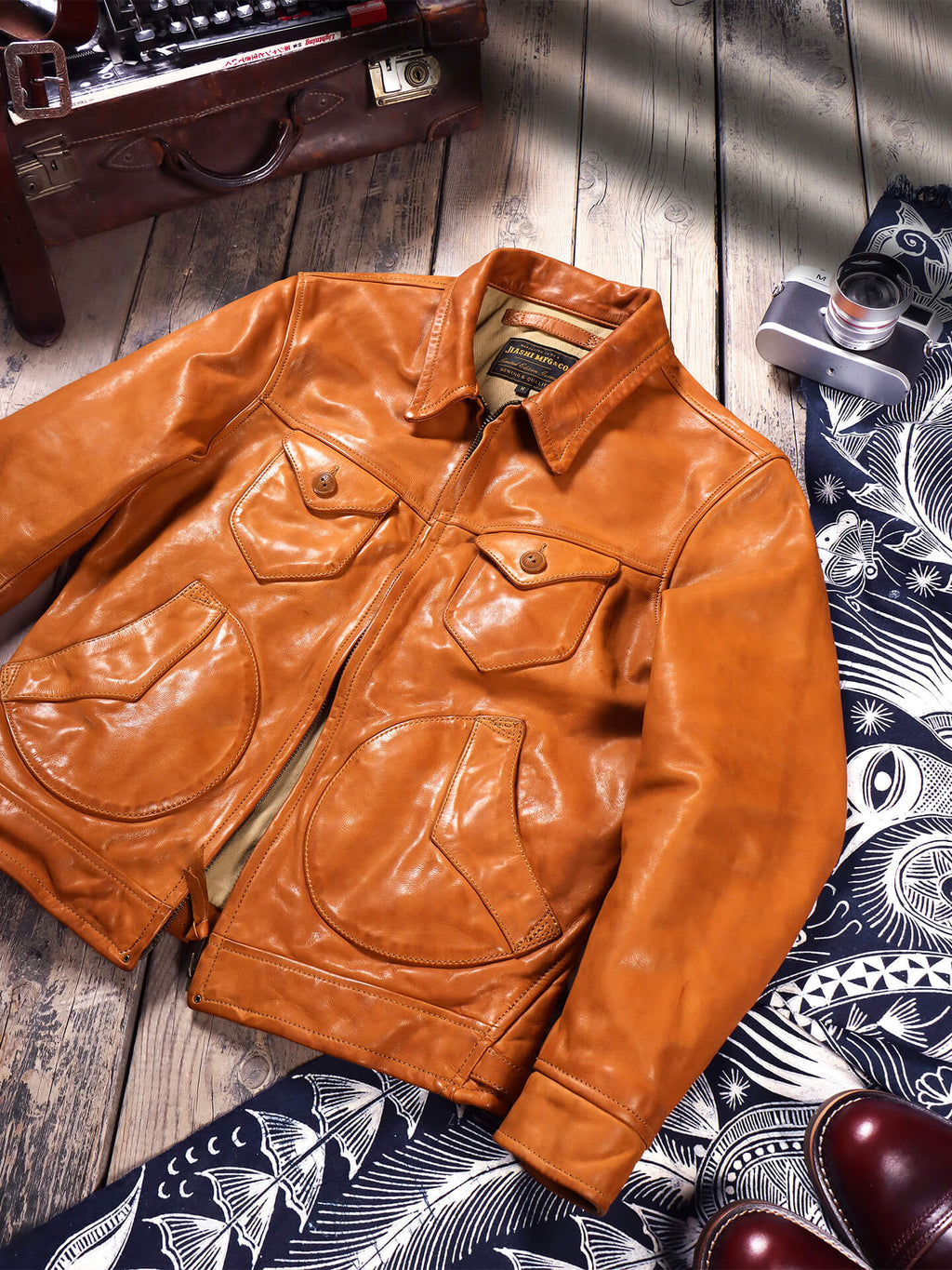 Men's Western Leather Jacket-Lobo Tan