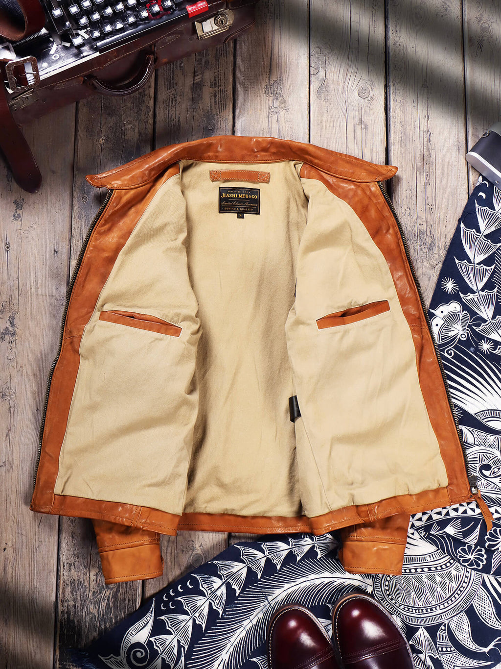 Men's Western Leather Jacket-Lobo Tan