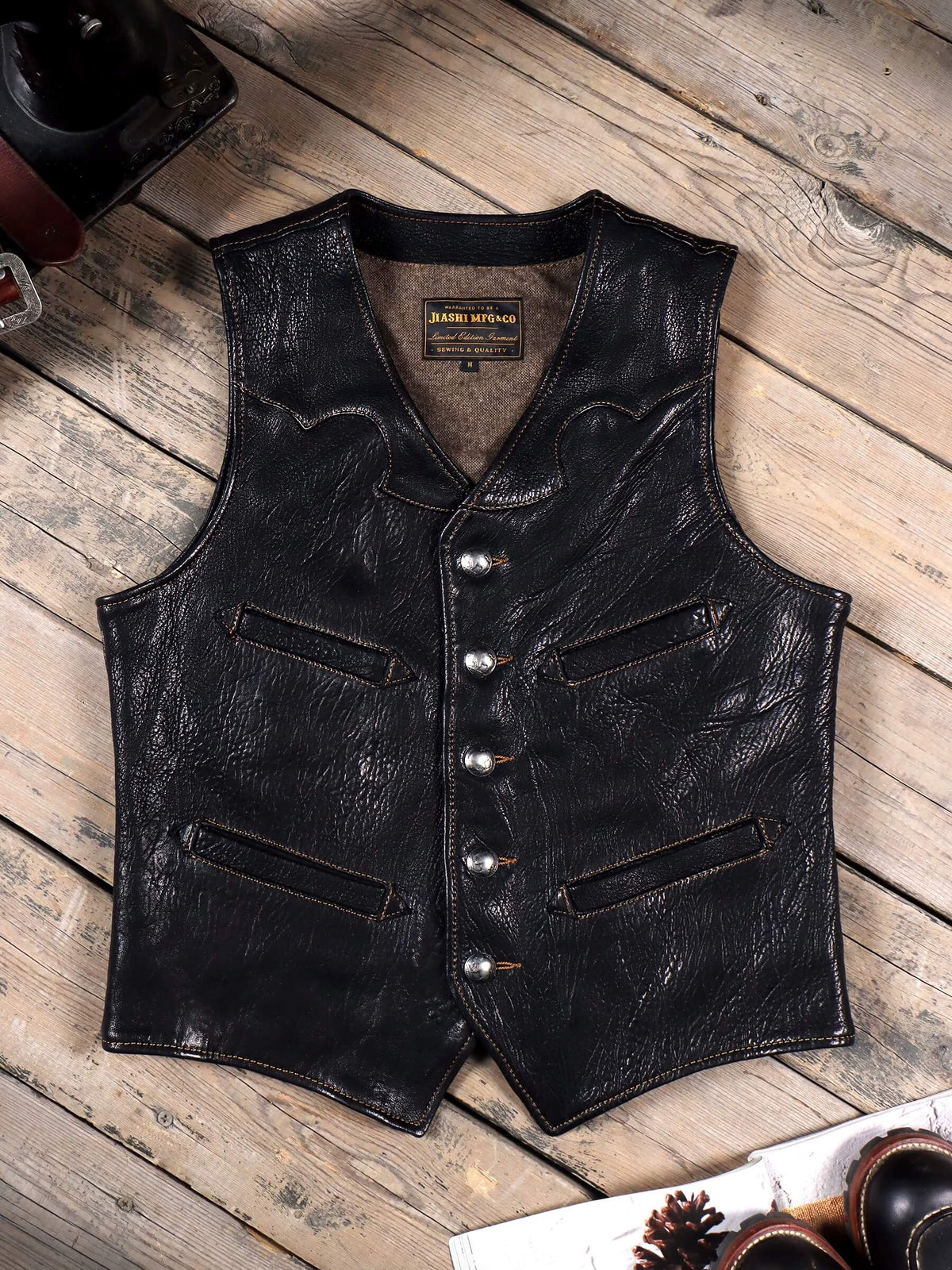 Men's Western Leather Vest-Ovis