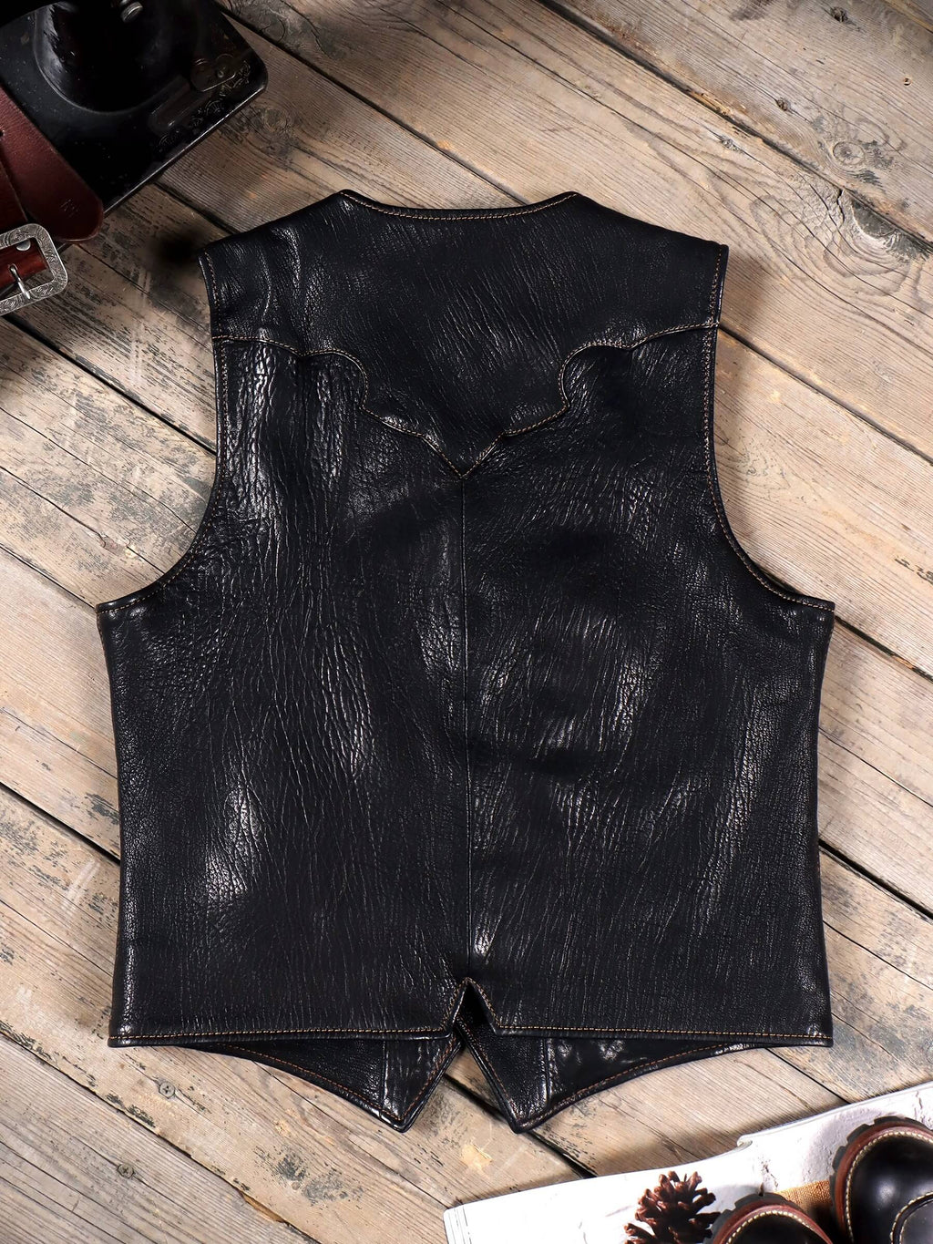 Men's Western Leather Vest-Ovis