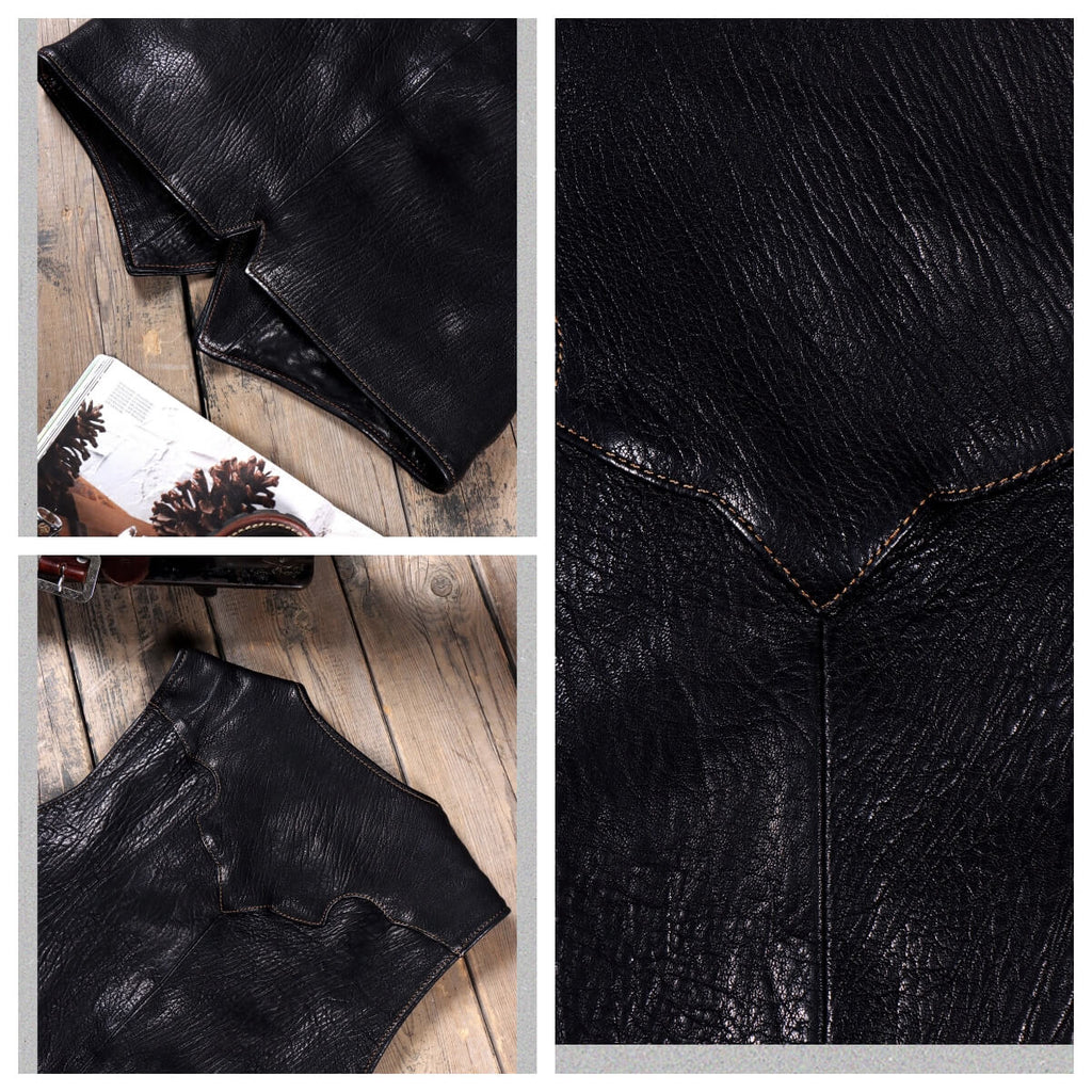 Men's Western Leather Vest-Ovis