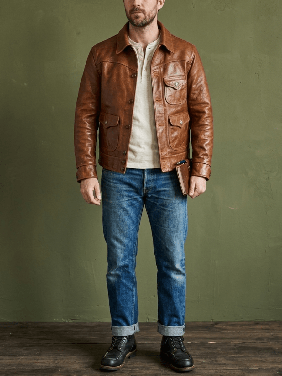 Men's Western Leather Jacket-Cazador – JiaShi Leather